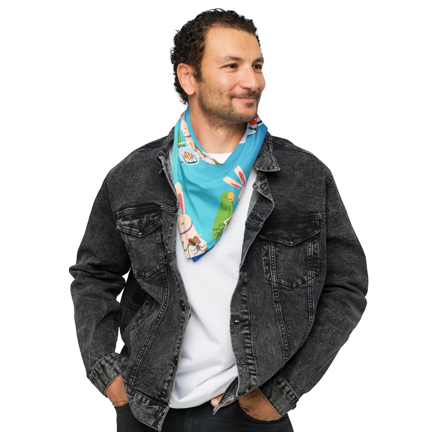 Cute-Pets, Parrots, Bunny, Fish-in-Bowl, CALMNESS DESIGNS, Creative Designer's, All-over print bandana