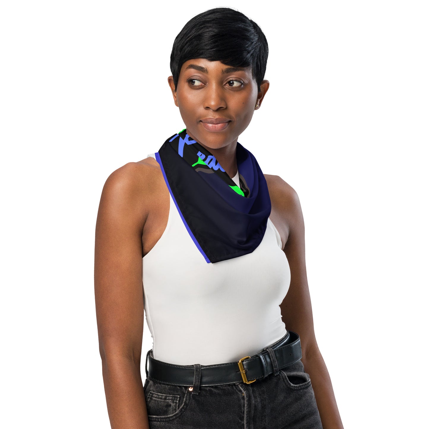 Stay Active, Hand holding Dumbbell, Eat Healthy, Leaves, Health is Wealth, CALMNESS DESIGNS, Creative Designer's, All-over print bandana