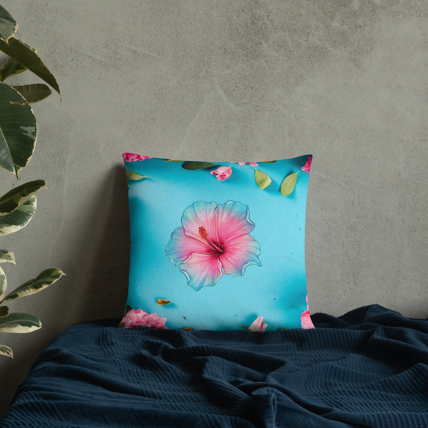 Floral Pattern with Pink Spring Flowers, CALMNESS DESIGNS, Creative Designer's, Basic Pillow