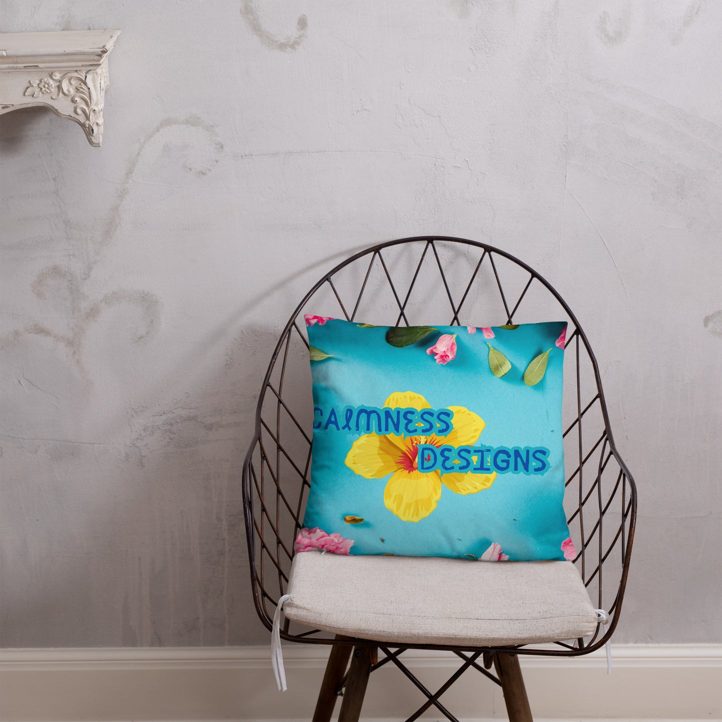 Floral Pattern with Pink Spring Flowers, CALMNESS DESIGNS, Creative Designer's, Basic Pillow