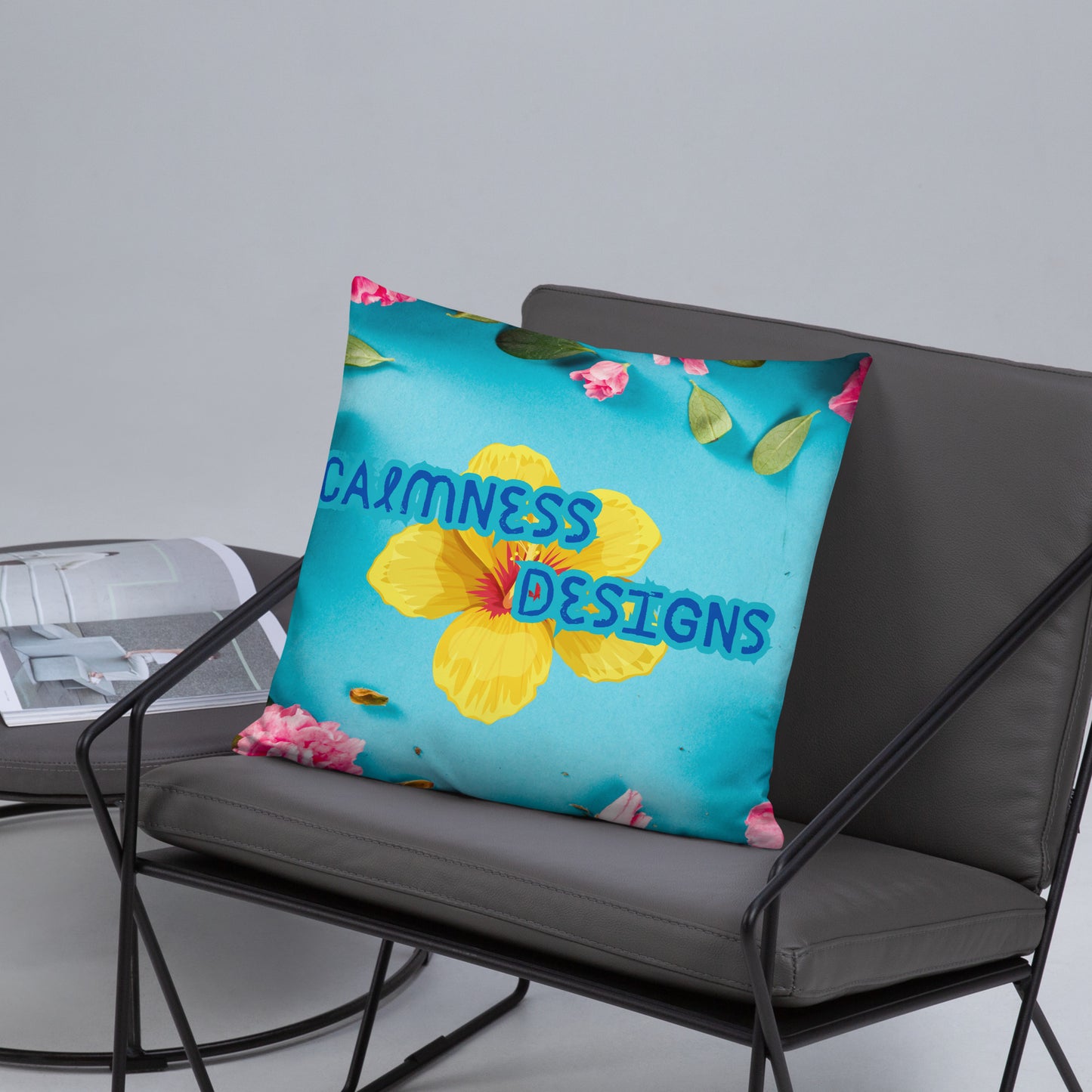 Floral Pattern with Pink Spring Flowers, CALMNESS DESIGNS, Creative Designer's, Basic Pillow