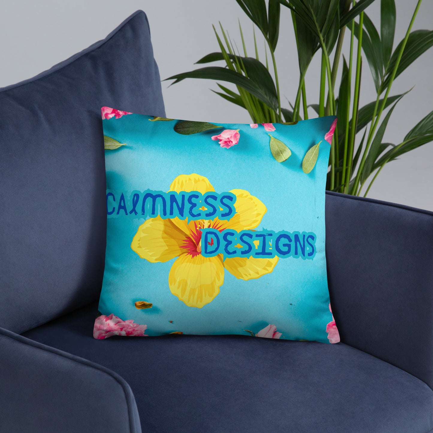 Floral Pattern with Pink Spring Flowers, CALMNESS DESIGNS, Creative Designer's, Basic Pillow