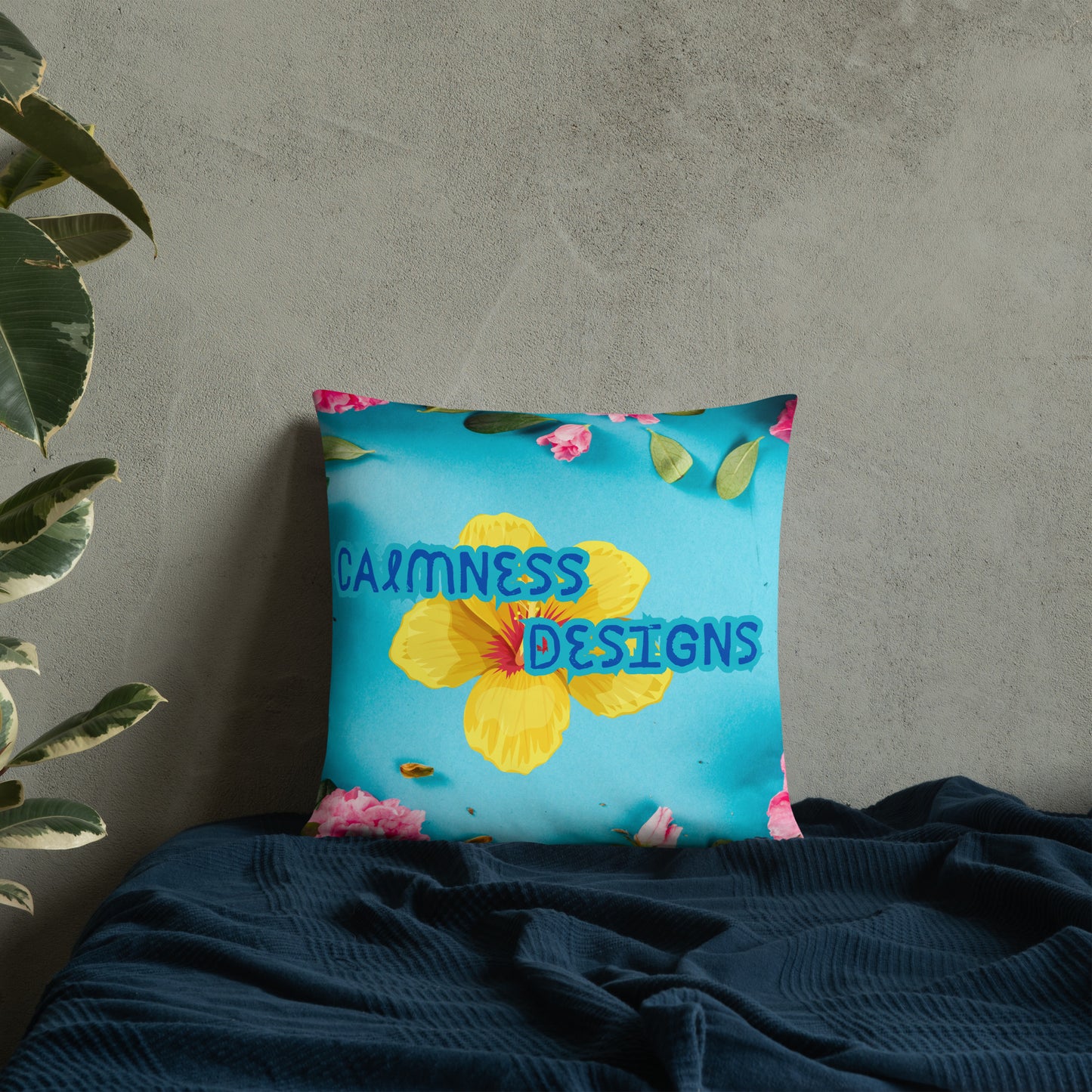 Floral Pattern with Pink Spring Flowers, CALMNESS DESIGNS, Creative Designer's, Basic Pillow