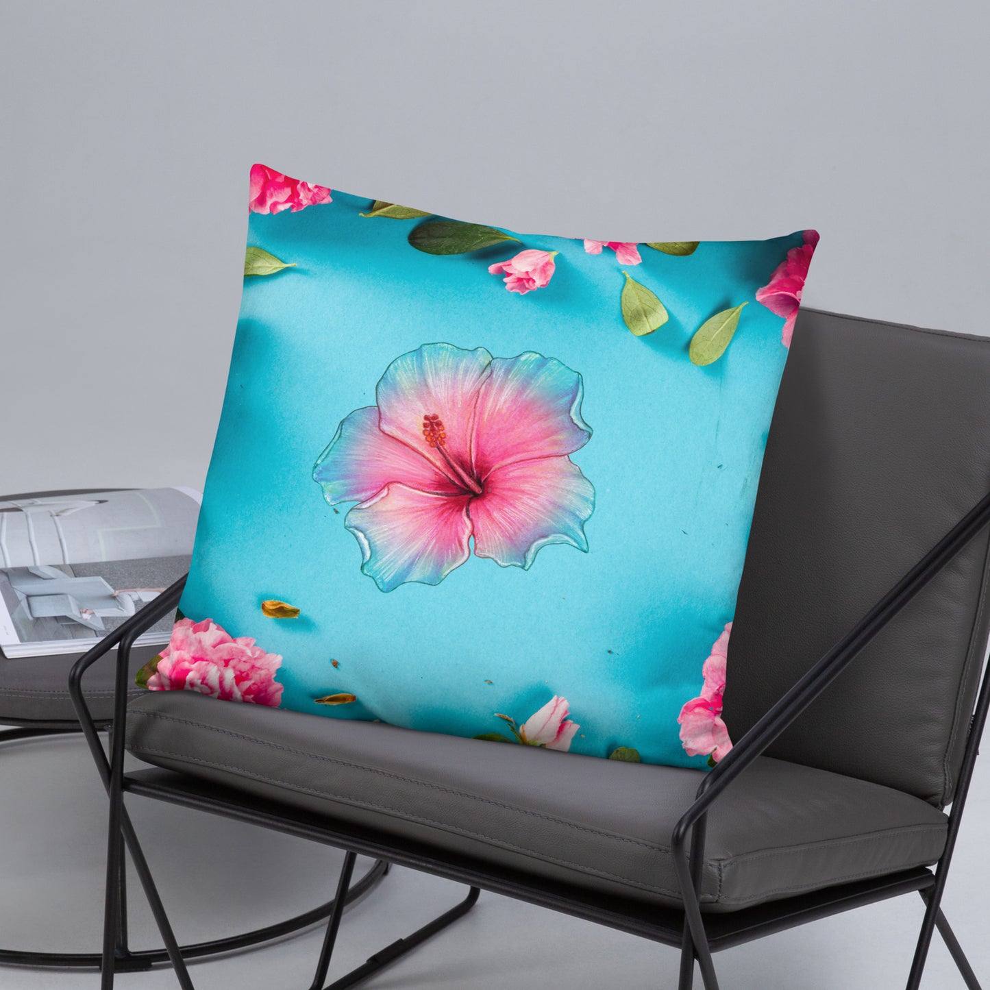 Floral Pattern with Pink Spring Flowers, CALMNESS DESIGNS, Creative Designer's, Basic Pillow