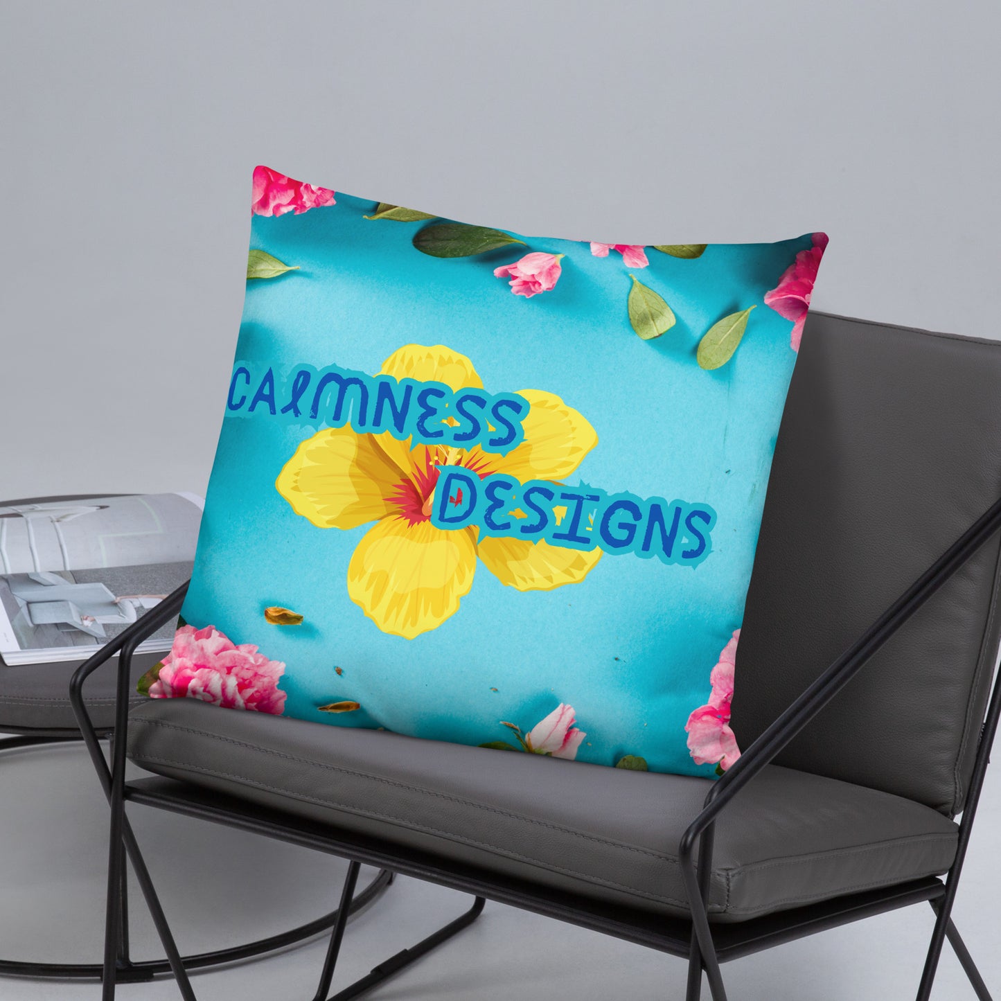 Floral Pattern with Pink Spring Flowers, CALMNESS DESIGNS, Creative Designer's, Basic Pillow