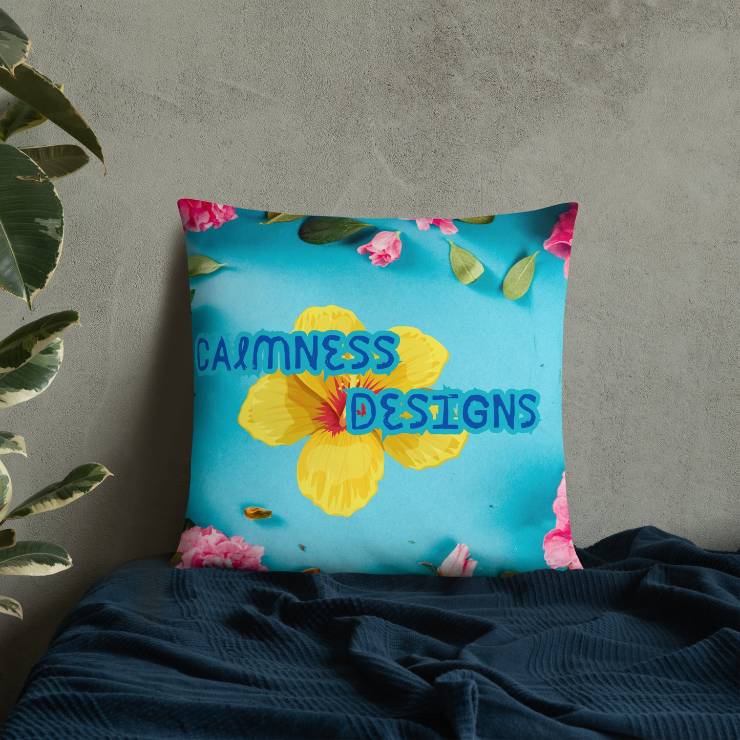 Floral Pattern with Pink Spring Flowers, CALMNESS DESIGNS, Creative Designer's, Basic Pillow