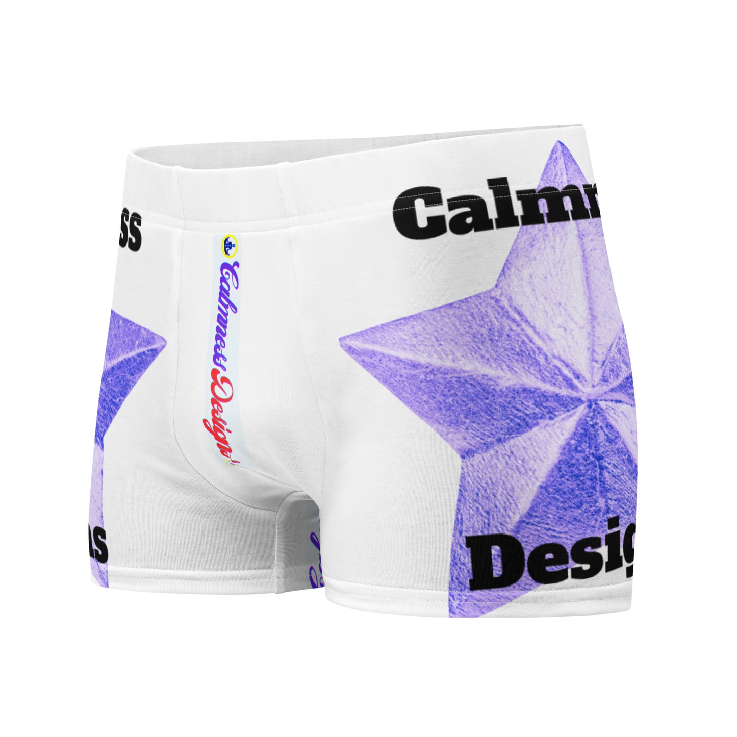Golden Christmas Star, (BLUE) Calmness Designs, Boxer Briefs
