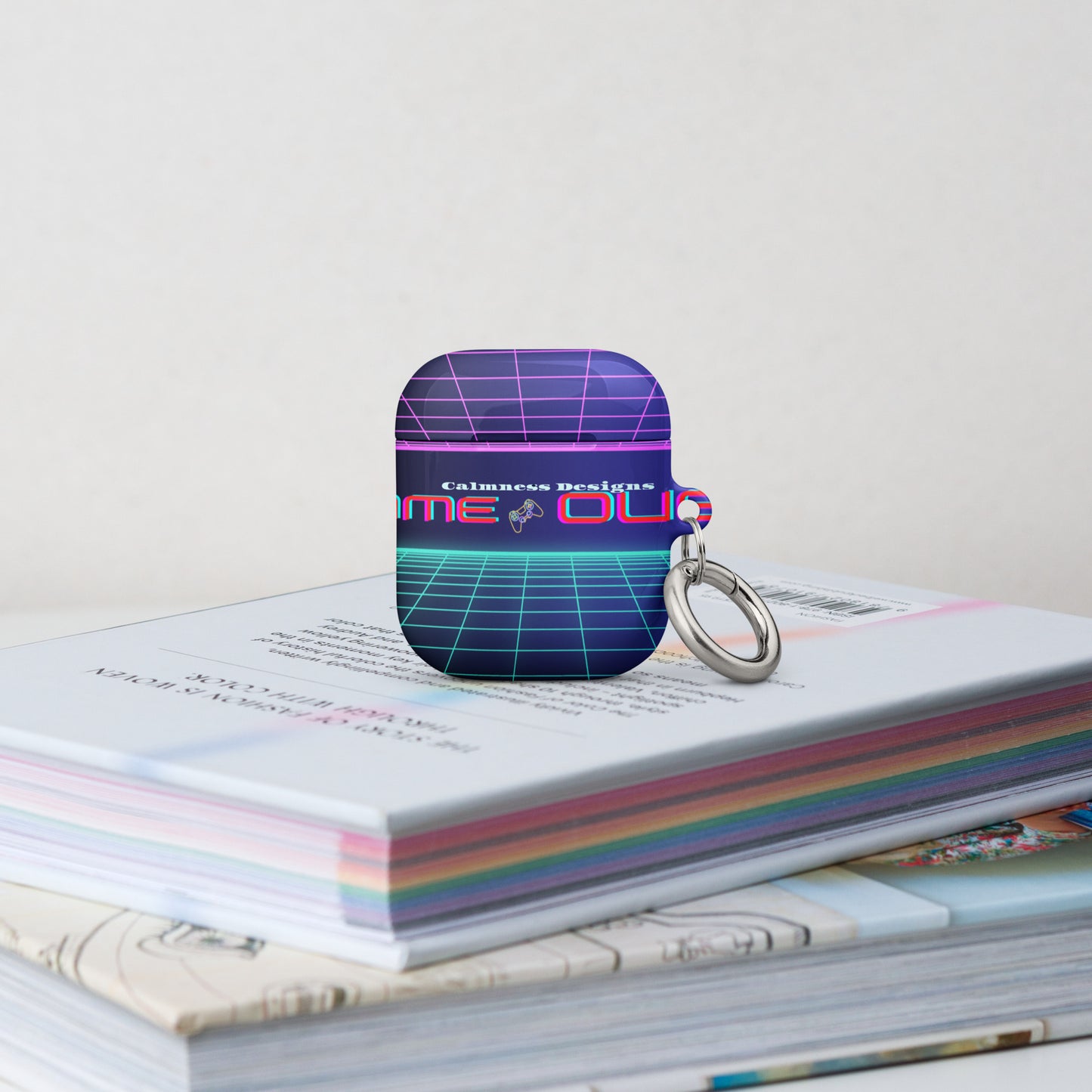 GAMER GRID, GAME OVER, GAME CONSOLE-NEON, CALMNESS DESIGNS, Creative Designer's, Case for AirPods®
