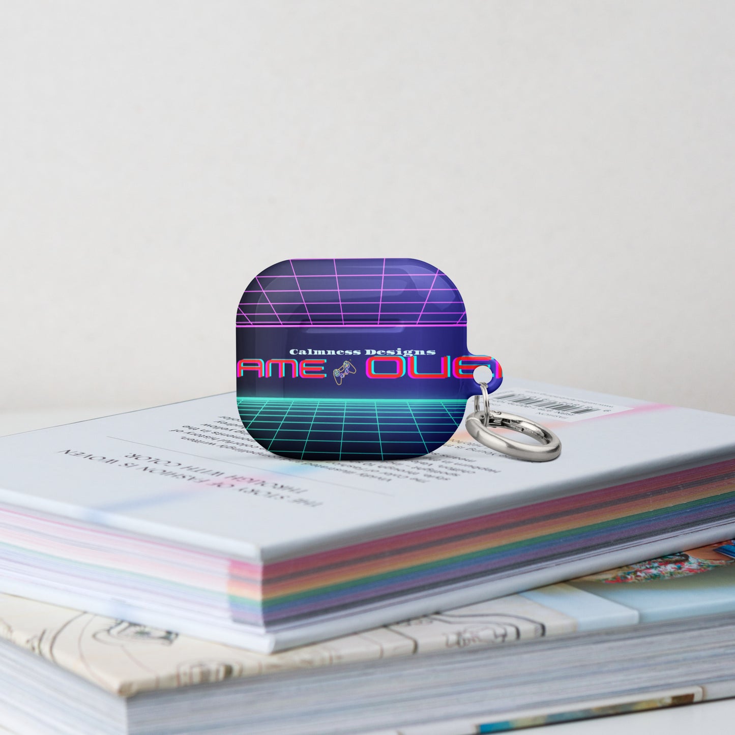 GAMER GRID, GAME OVER, GAME CONSOLE-NEON, CALMNESS DESIGNS, Creative Designer's, Case for AirPods®