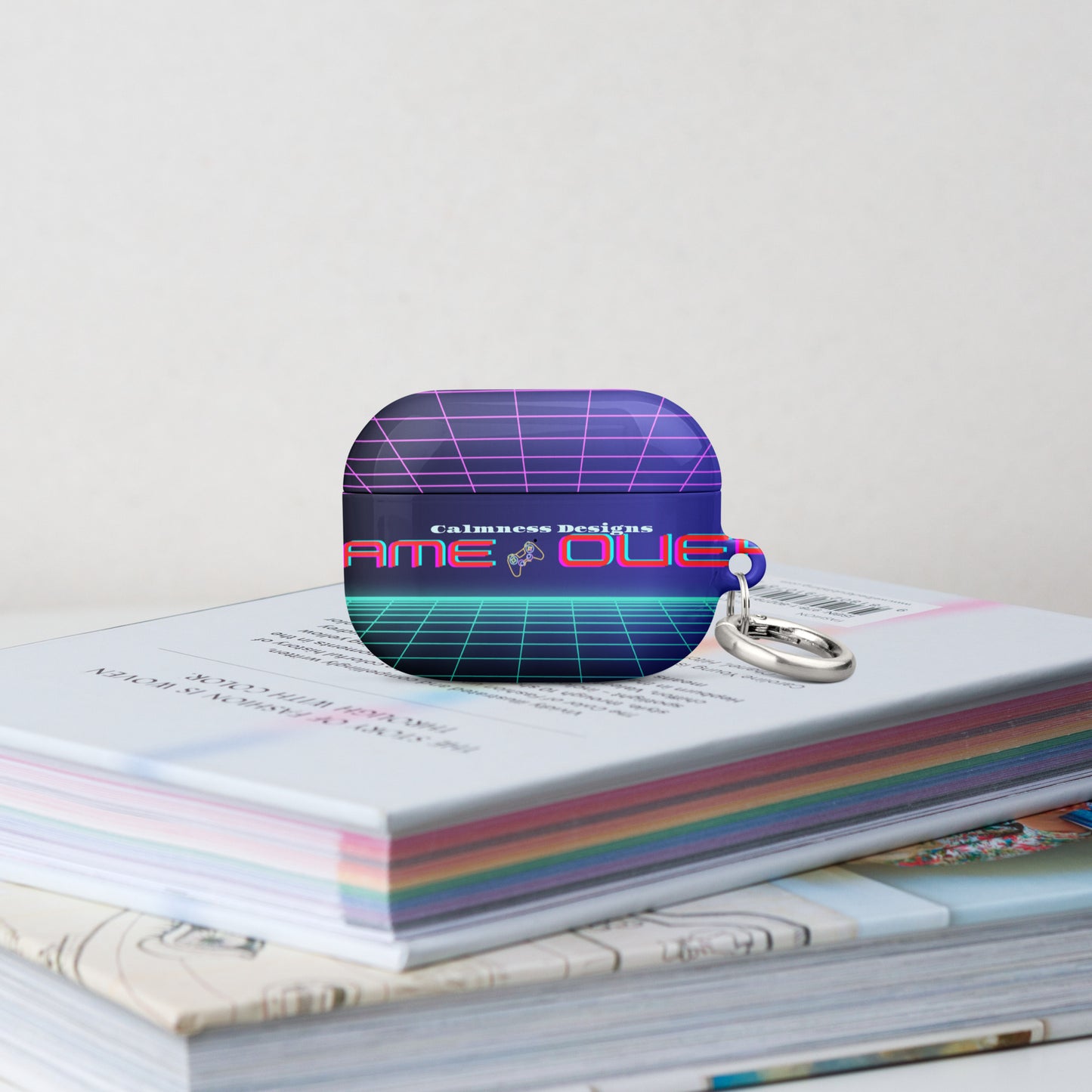 GAMER GRID, GAME OVER, GAME CONSOLE-NEON, CALMNESS DESIGNS, Creative Designer's, Case for AirPods®