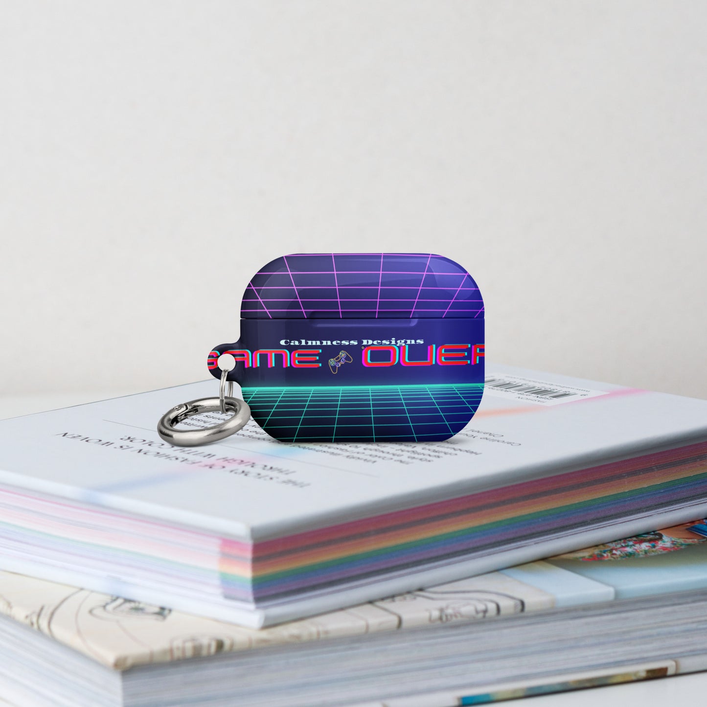 GAMER GRID, GAME OVER, GAME CONSOLE-NEON, CALMNESS DESIGNS, Creative Designer's, Case for AirPods®