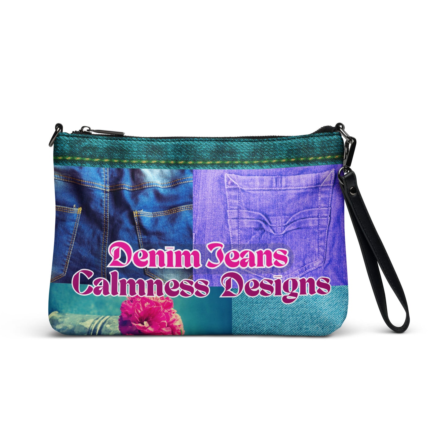 Denim Jeans, Flowers on Jeans, Calmness Designs, Crossbody bag
