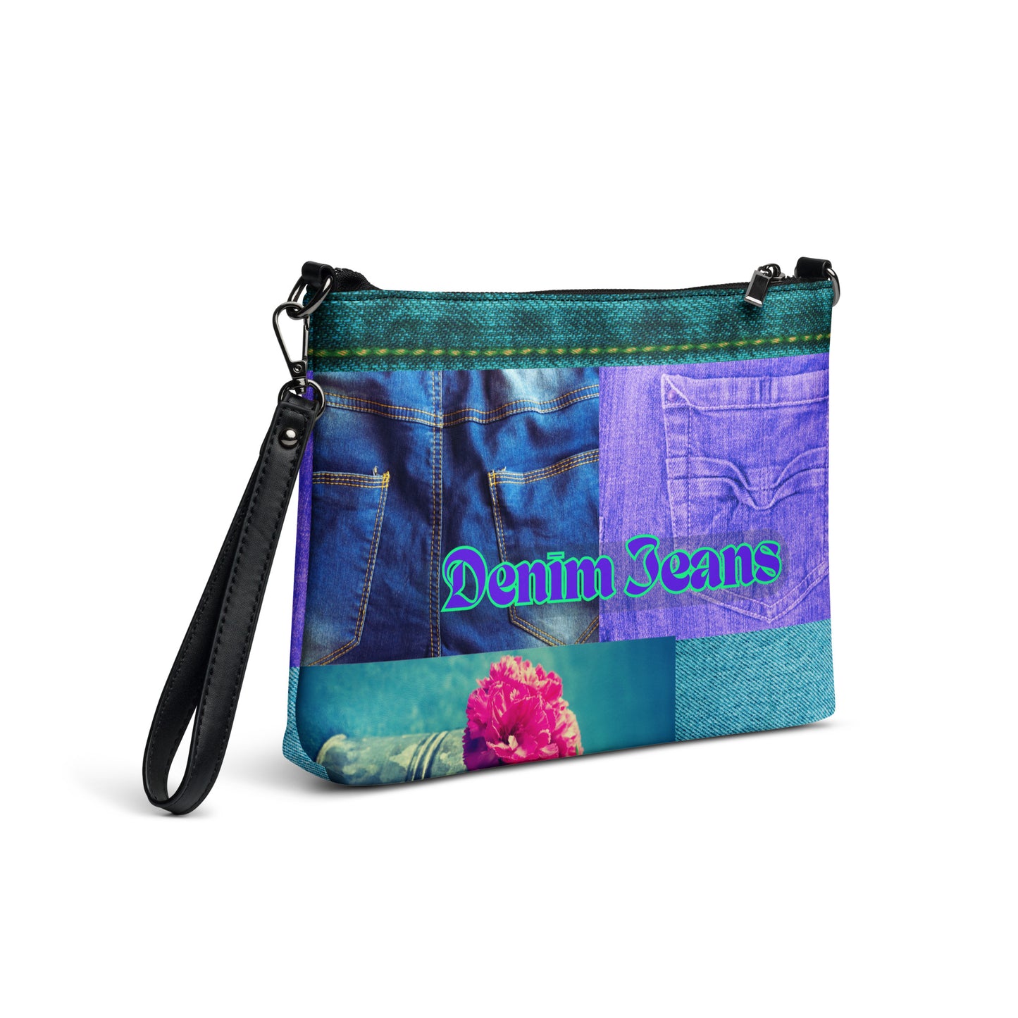 Denim Jeans, Flowers on Jeans, Calmness Designs, Crossbody bag