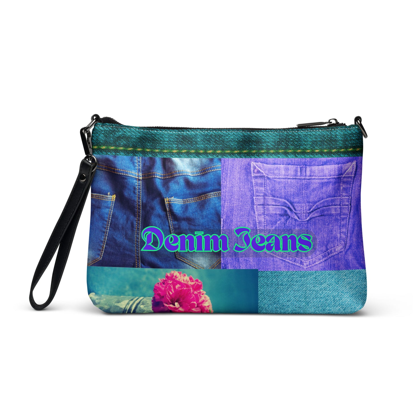 Denim Jeans, Flowers on Jeans, Calmness Designs, Crossbody bag