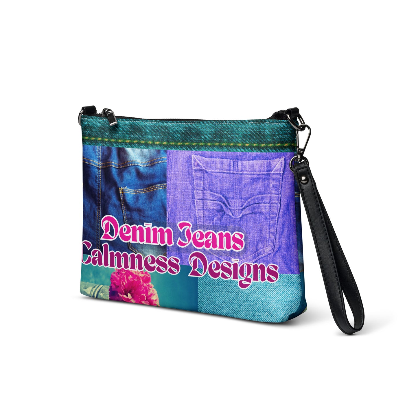 Denim Jeans, Flowers on Jeans, Calmness Designs, Crossbody bag