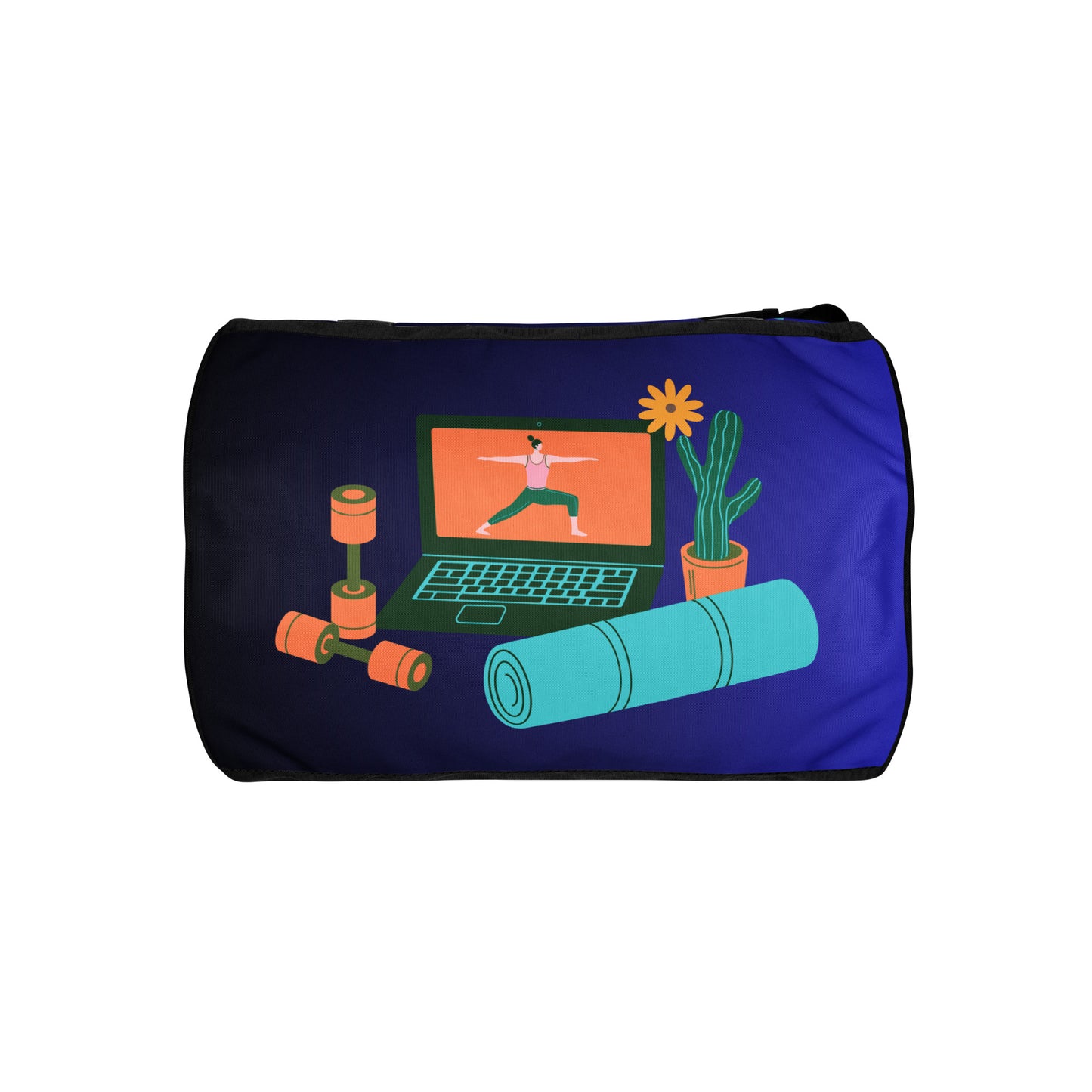 Home Workout Video, Hand Fitness Dumbbells, Computer with Video, Yoga Mat, Flowers Pot All-over print gym bag