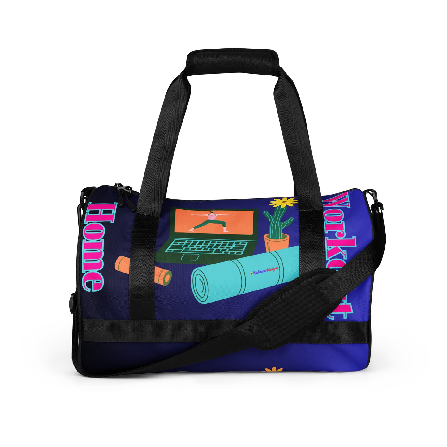 Home Workout Video, Hand Fitness Dumbbells, Computer with Video, Yoga Mat, Flowers Pot All-over print gym bag