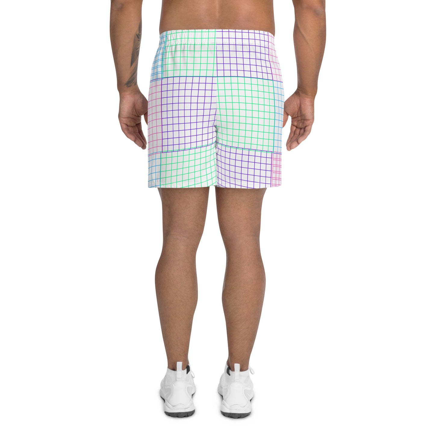 Acid Graphic Elements Square Grid, Men's Recycled Athletic Shorts