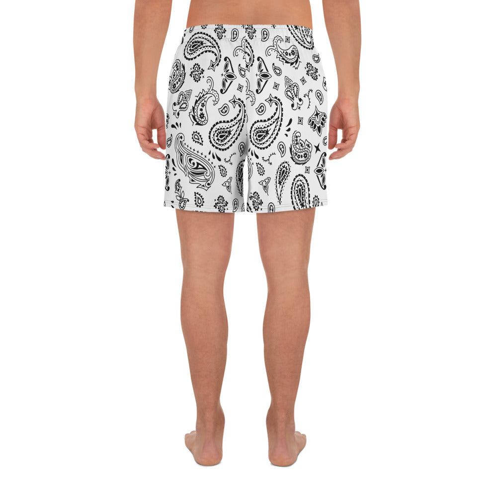 Black & White Bandana, Seamless Pattern, Men's Recycled Athletic Shorts