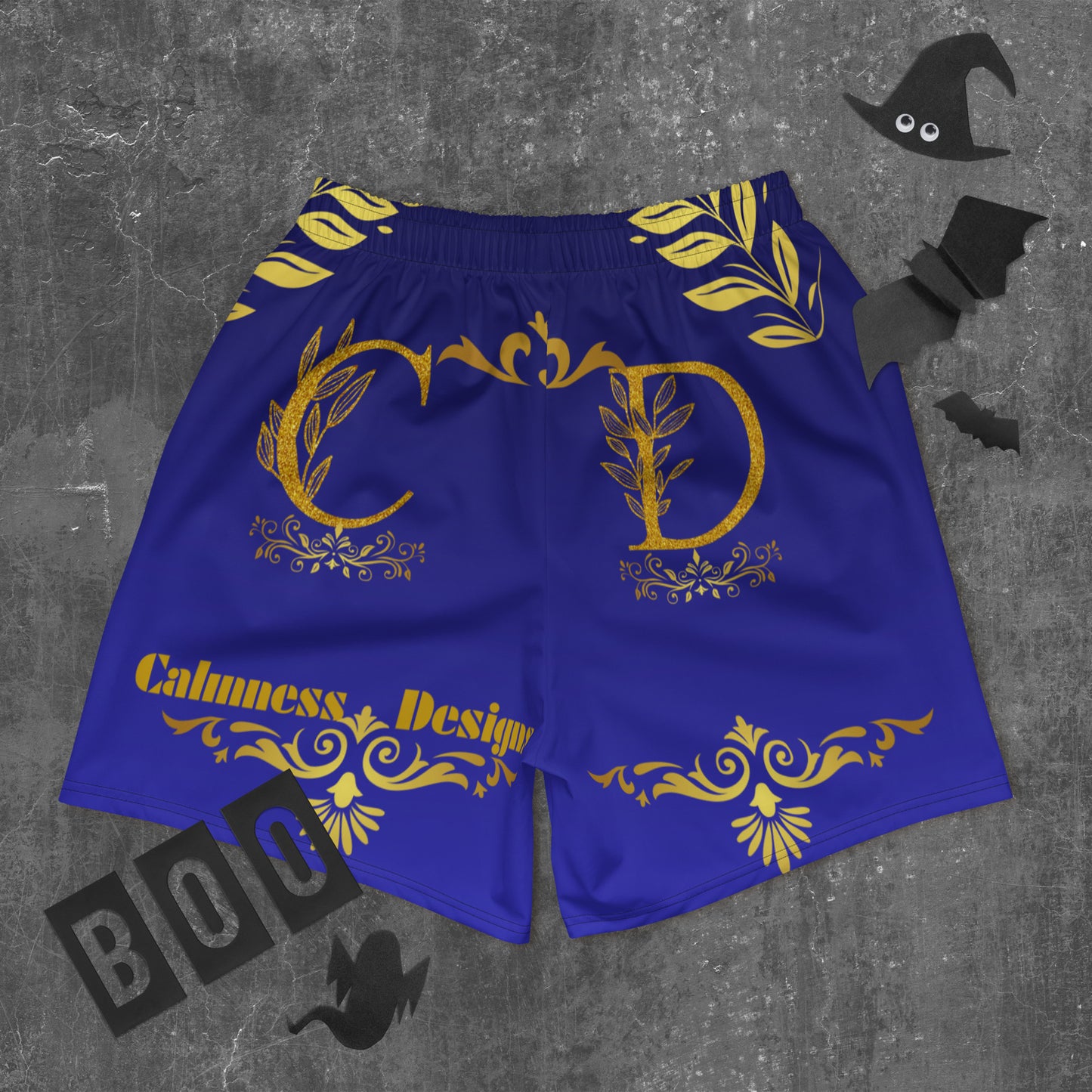 Gold-Calmness Designs, (C D), Gold-Ornaments, Leaves, Men's Recycled Athletic Shorts