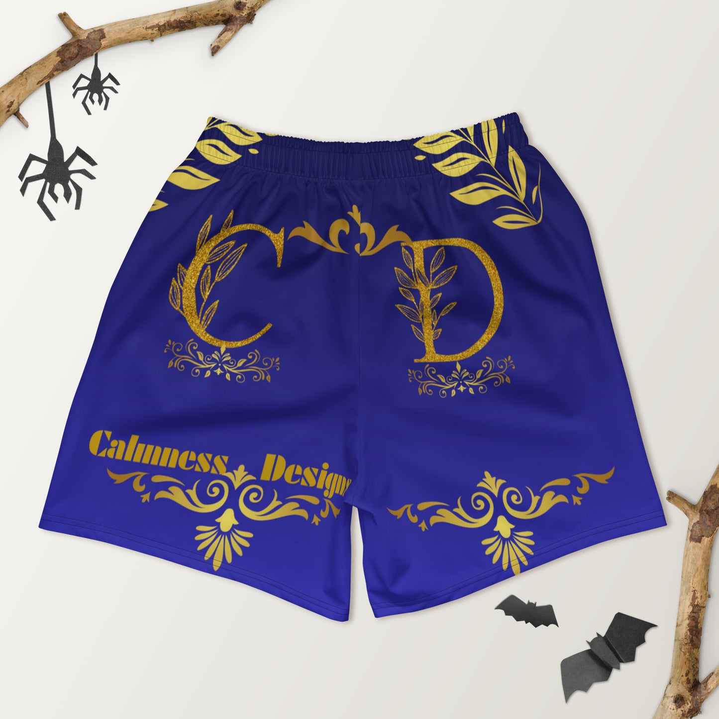 Gold-Calmness Designs, (C D), Gold-Ornaments, Leaves, Men's Recycled Athletic Shorts