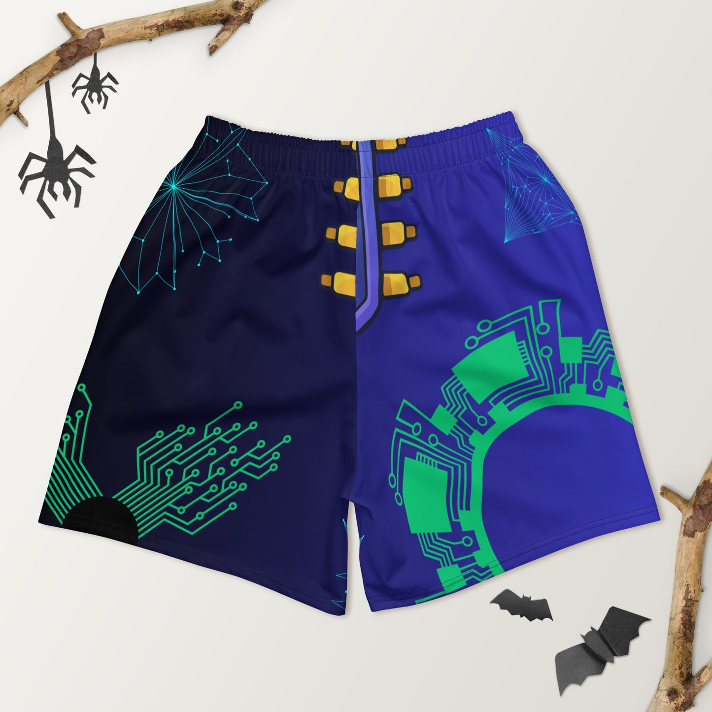 Circuit Board Technology, Hand Drawn Electronic Integrated Circuit, Digital Network Technology Men's Recycled Athletic Shorts