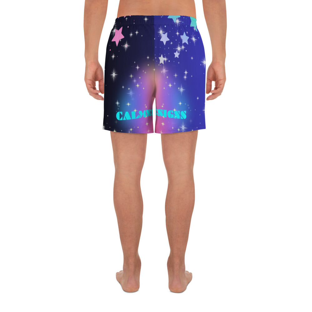 White Stars, Heart with Stars, CALMNESS DESIGNS, Creative Designer's, Men's Recycled Athletic Shorts