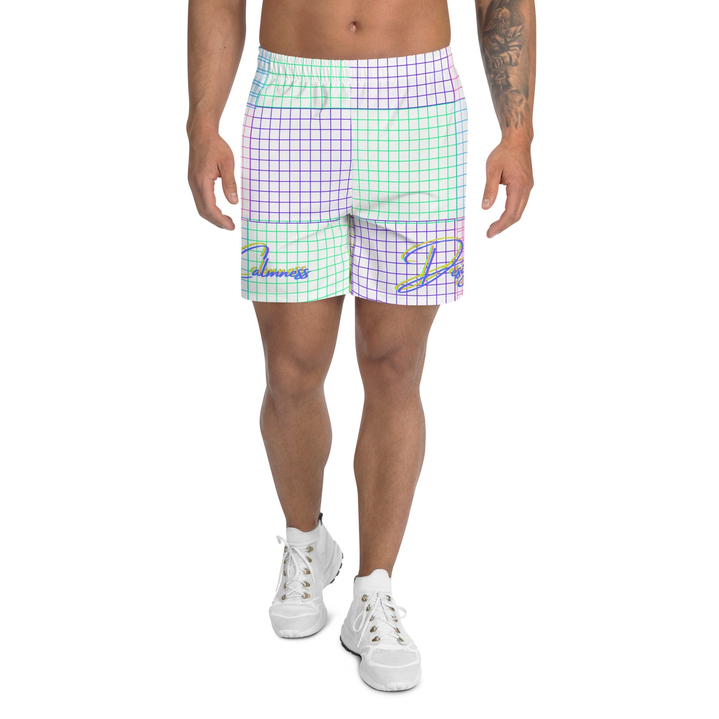 Acid Graphic Elements Square Grid, Men's Recycled Athletic Shorts