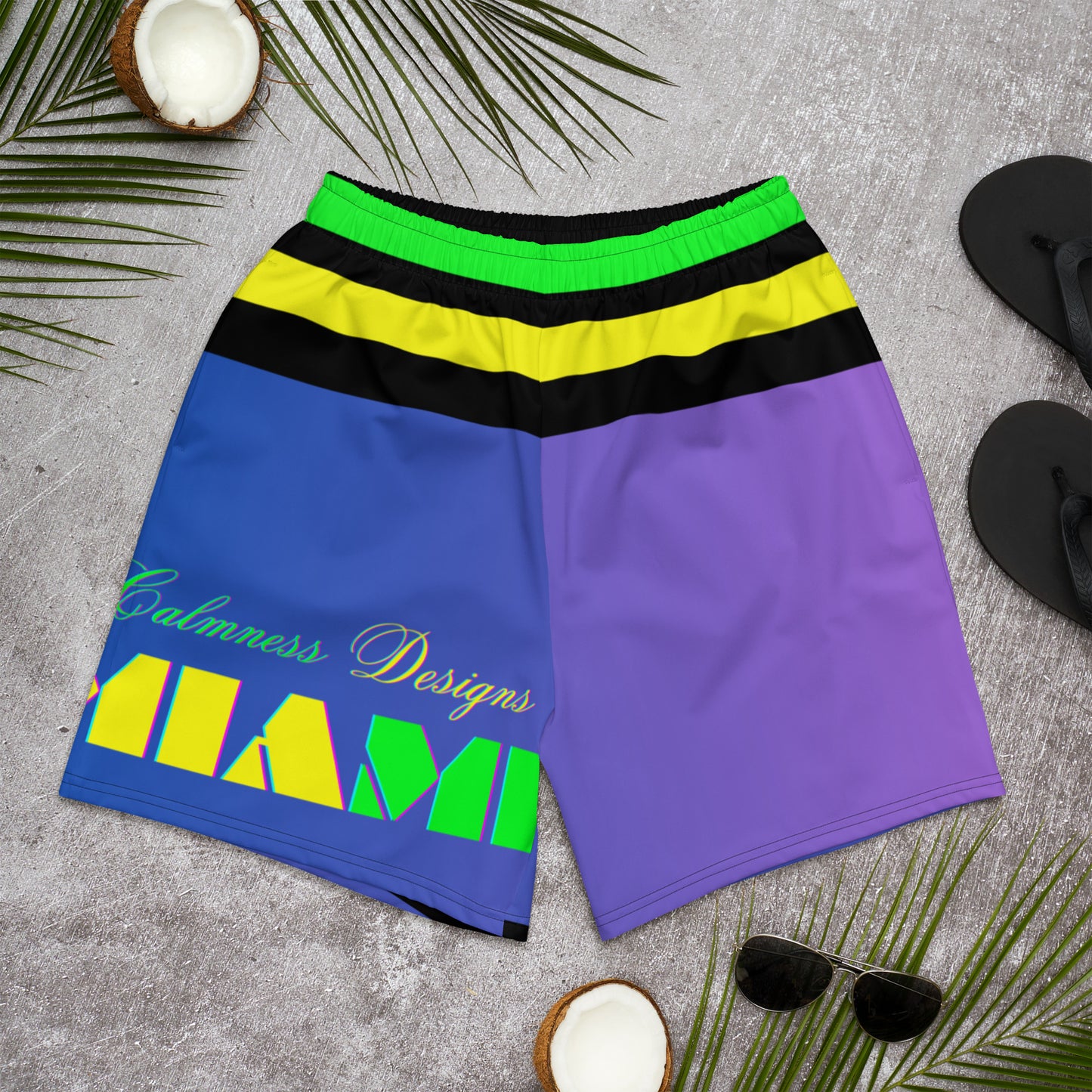 Calmness Designs, Miami, Men's Recycled Athletic Shorts