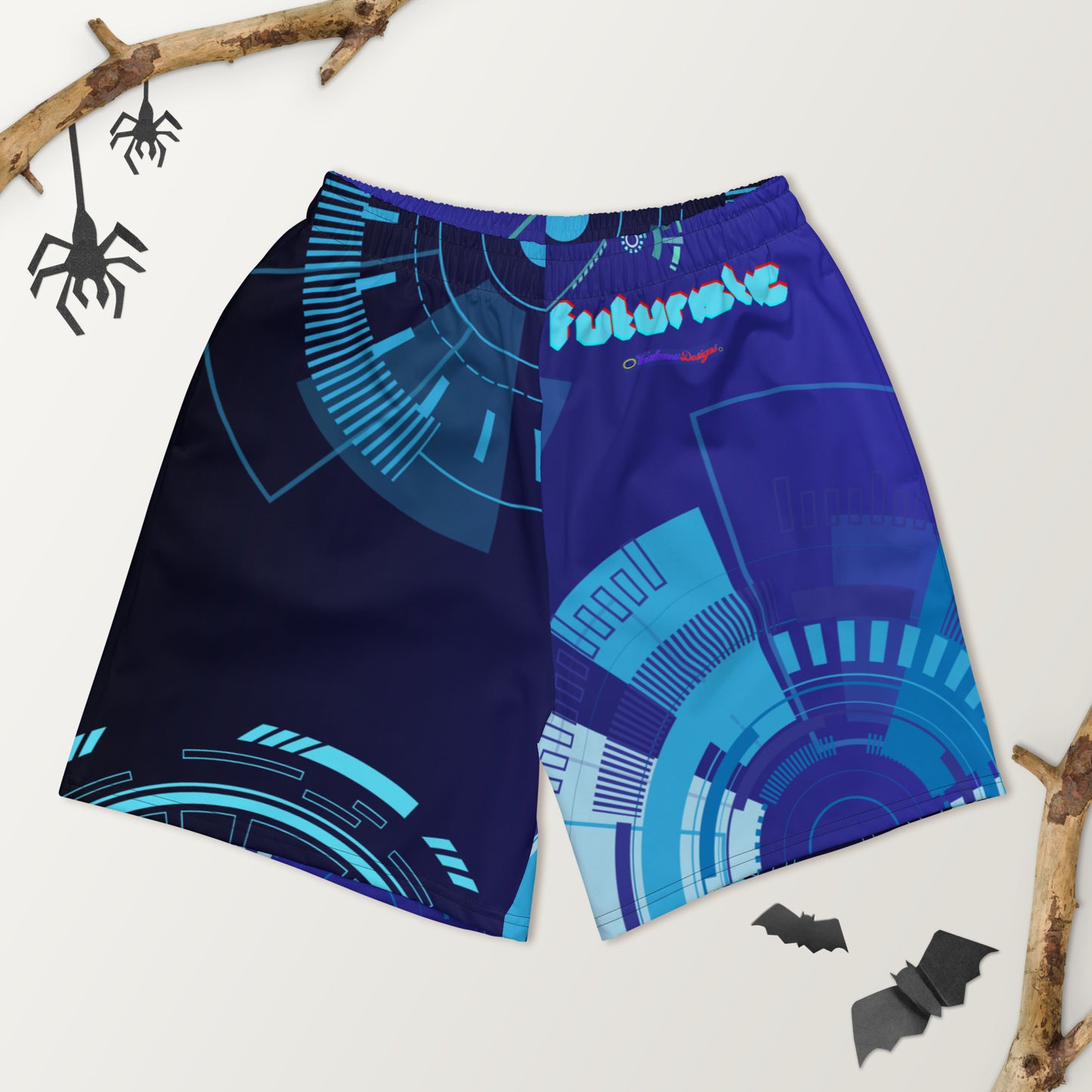 Hi-Tech Circle Robotic Technology, Futuristic HUD Interface, CALMNESS DESIGNS, Creative Designer's, Men's Recycled Athletic Shorts