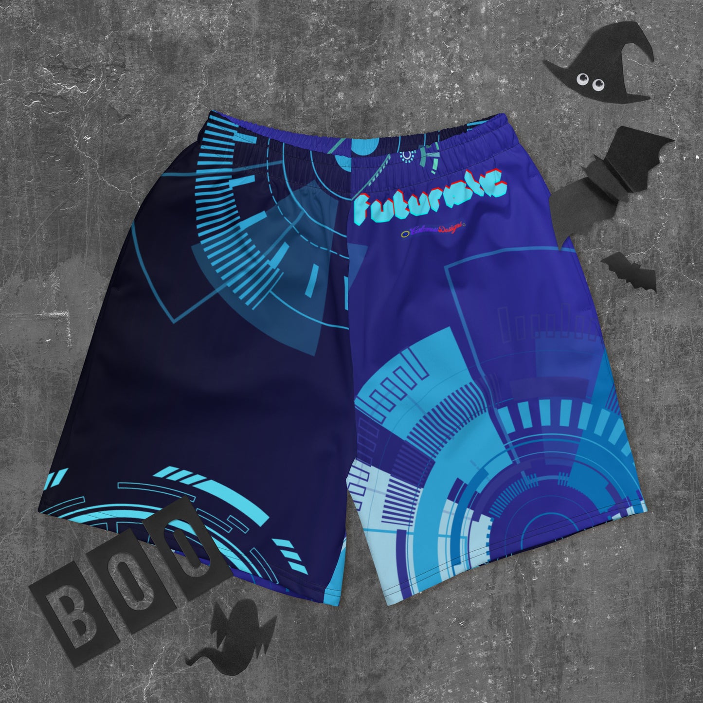 Hi-Tech Circle Robotic Technology, Futuristic HUD Interface, CALMNESS DESIGNS, Creative Designer's, Men's Recycled Athletic Shorts
