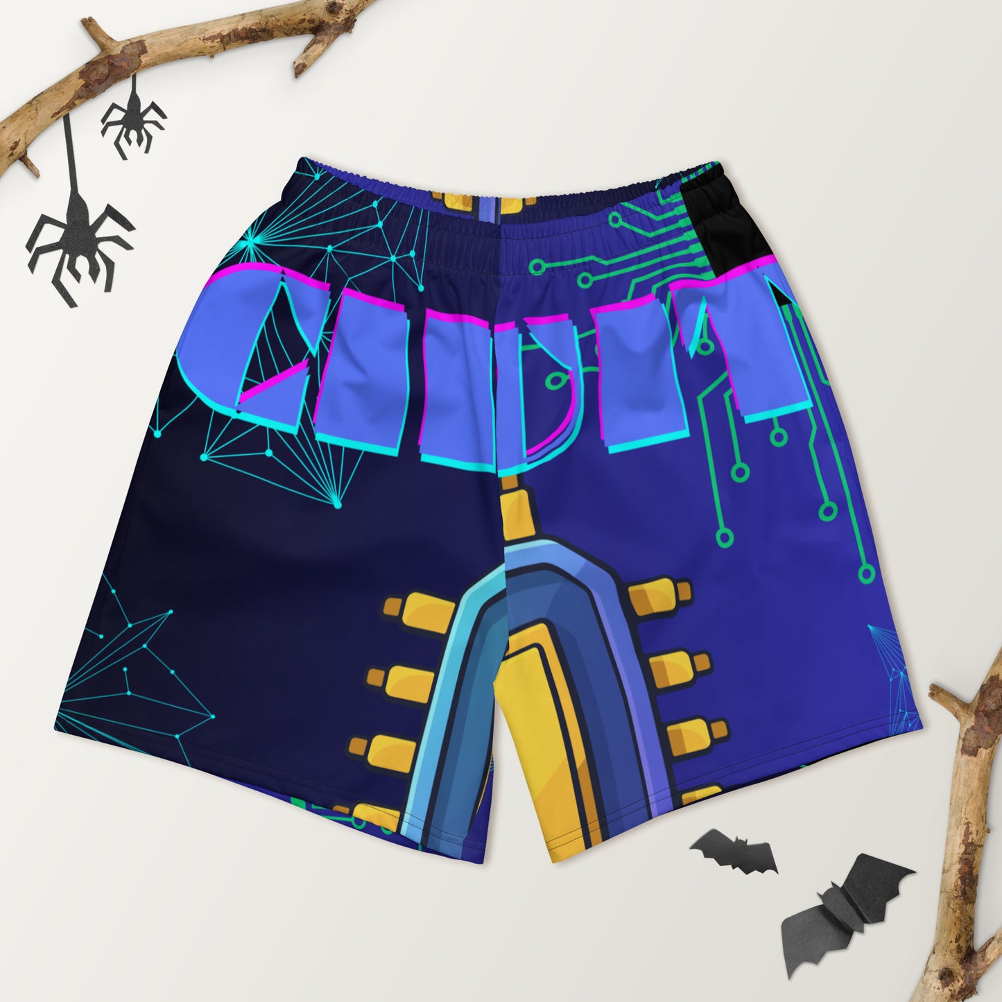Circuit Board Technology, Hand Drawn Electronic Integrated Circuit, Digital Network Technology Men's Recycled Athletic Shorts