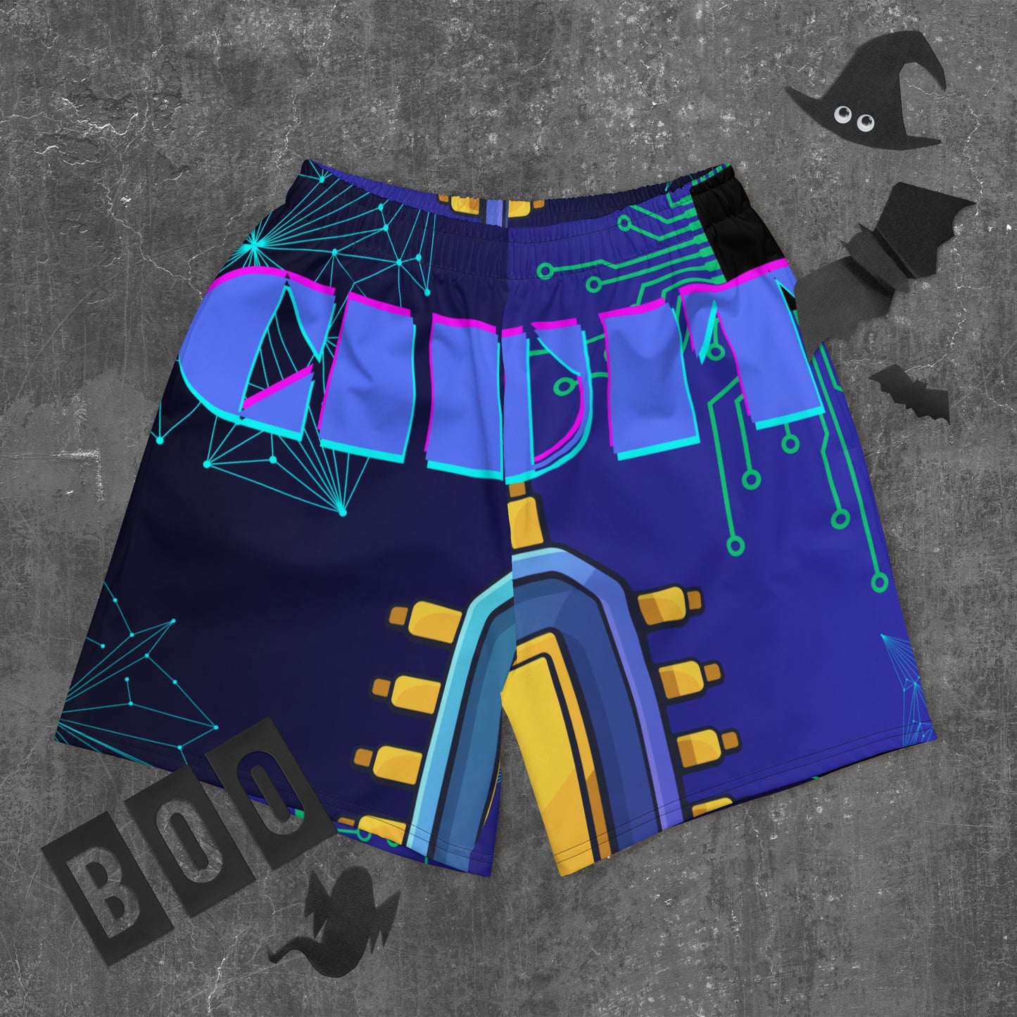 Circuit Board Technology, Hand Drawn Electronic Integrated Circuit, Digital Network Technology Men's Recycled Athletic Shorts