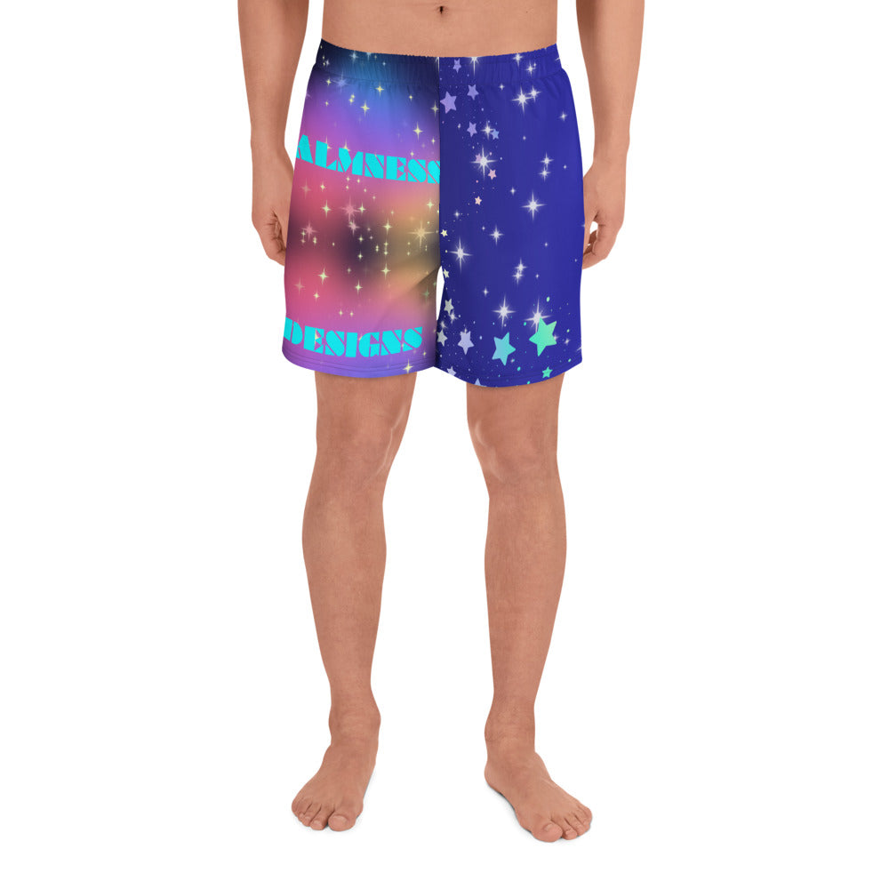 White Stars, Heart with Stars, CALMNESS DESIGNS, Creative Designer's, Men's Recycled Athletic Shorts