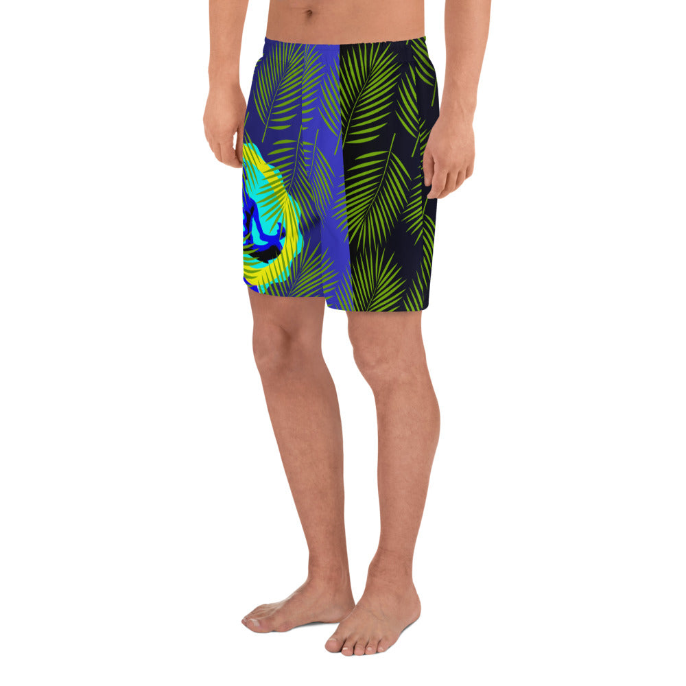 Tropical Palm Leaves, CALMNESS DESIGNS, Creative Designer's, Men's Recycled Athletic Shorts