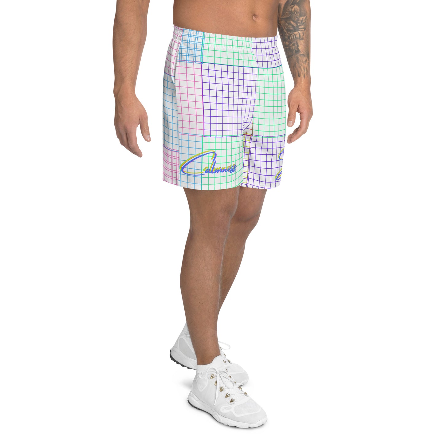 Acid Graphic Elements Square Grid, Men's Recycled Athletic Shorts