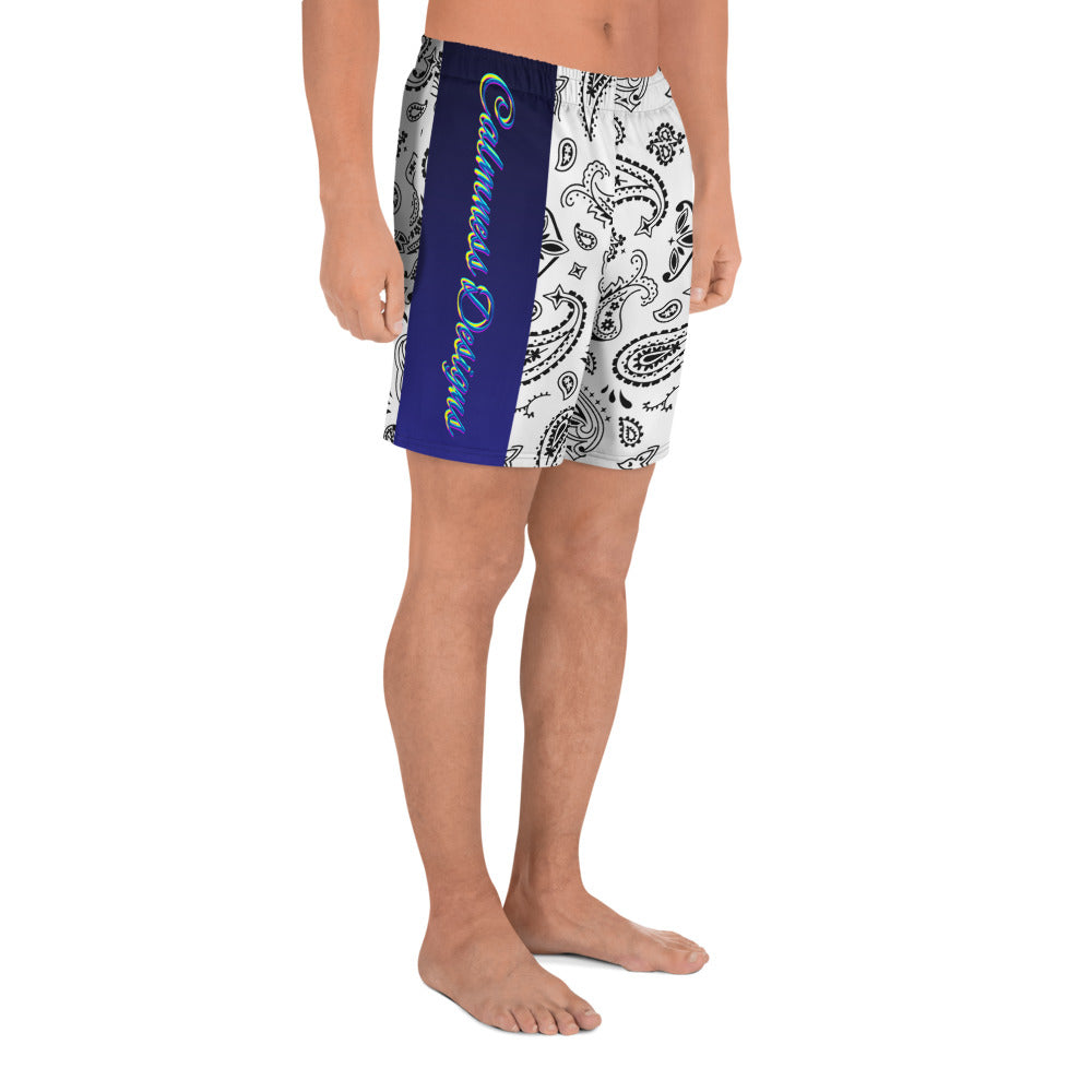 Black & White Bandana, Seamless Pattern, Men's Recycled Athletic Shorts