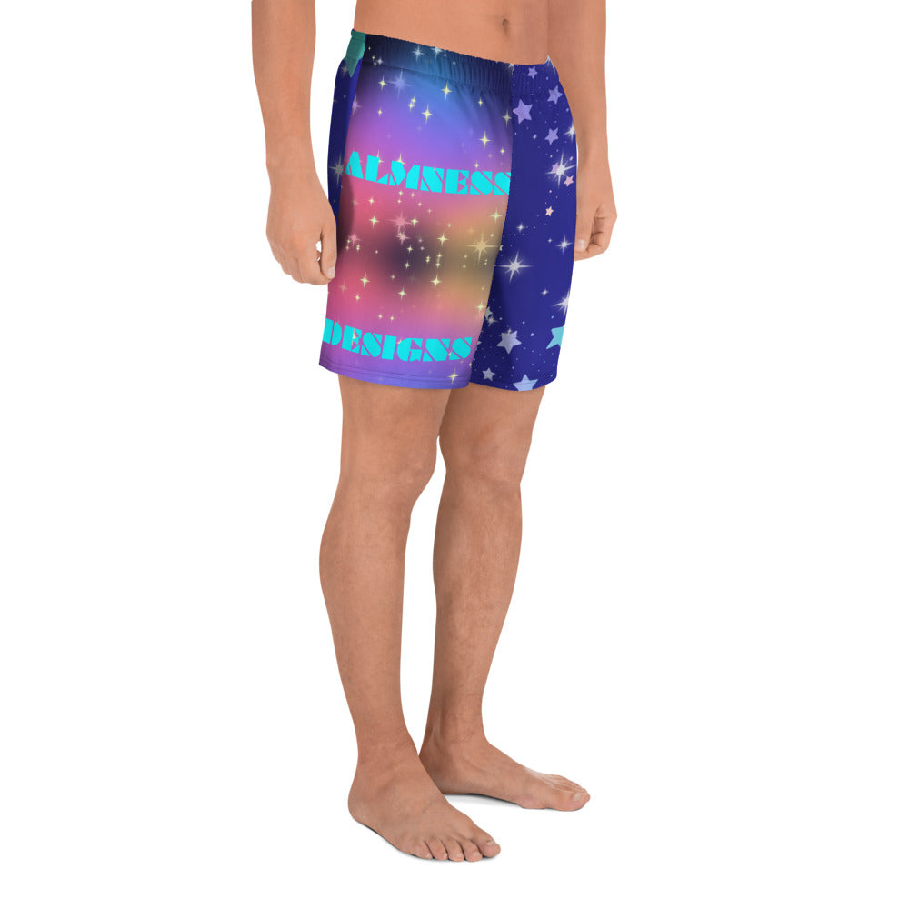 White Stars, Heart with Stars, CALMNESS DESIGNS, Creative Designer's, Men's Recycled Athletic Shorts