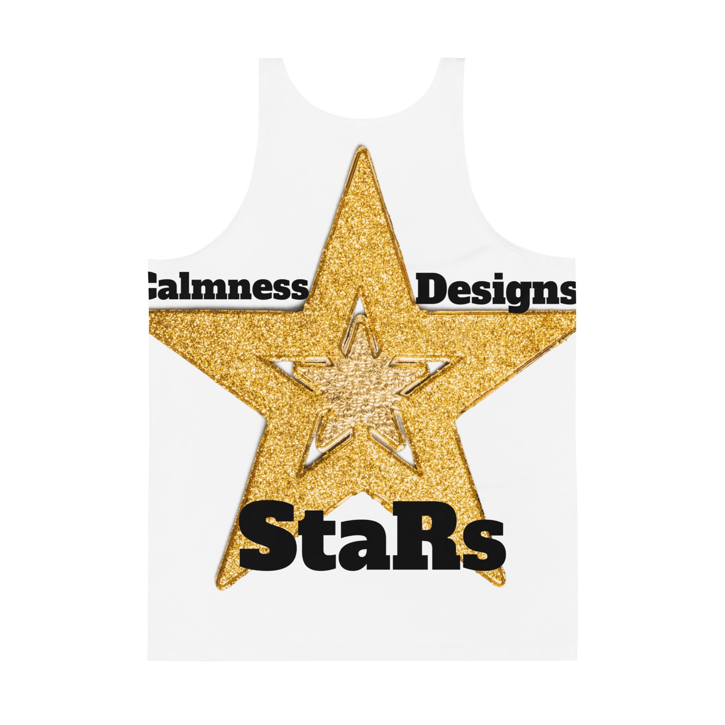 Golden Christmas Stars, Calmness Designs, Unisex Tank Top