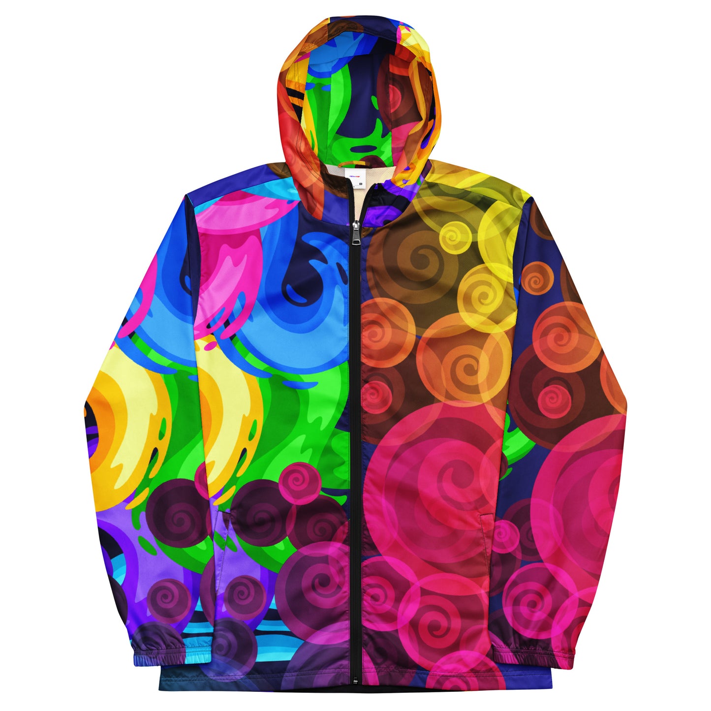 Colorful Swirls Seamless Pattern, Abstract Colorful Background, CALMNESS DESIGNS, Creative Designer's, Men’s windbreaker
