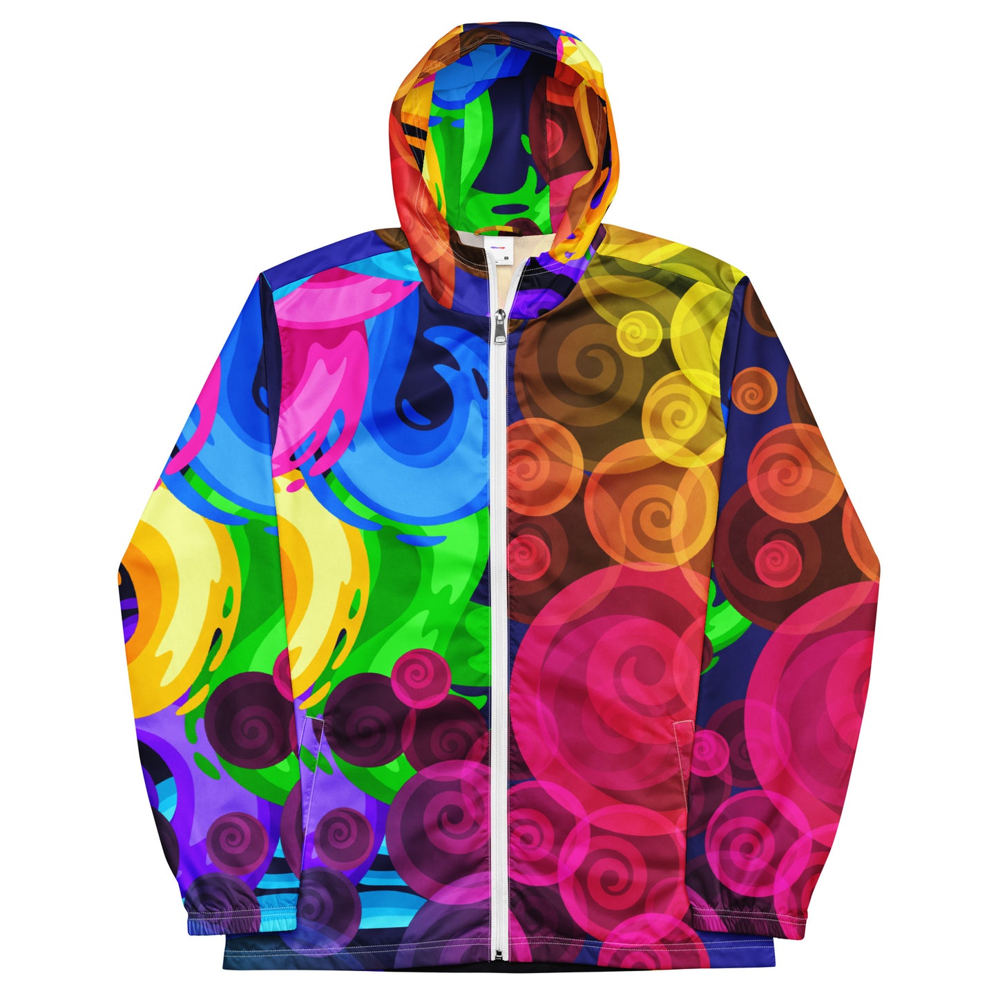 Colorful Swirls Seamless Pattern, Abstract Colorful Background, CALMNESS DESIGNS, Creative Designer's, Men’s windbreaker