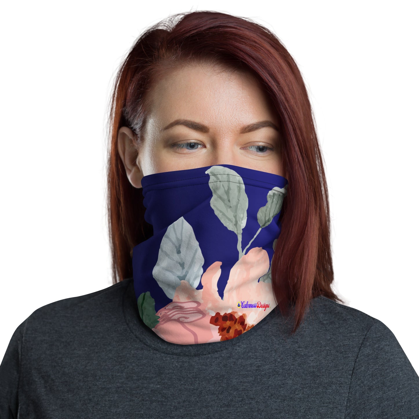 Peach Floral Watercolor, CALMNESS DESIGNS, Creative Designer's, Neck Gaiter