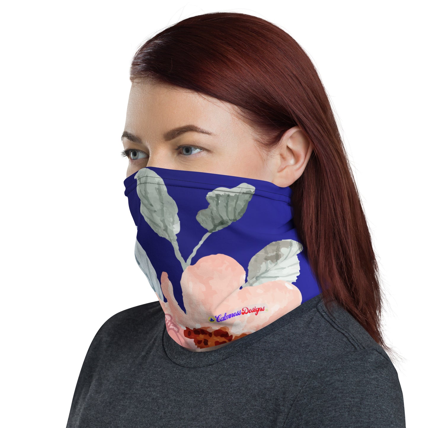 Peach Floral Watercolor, CALMNESS DESIGNS, Creative Designer's, Neck Gaiter