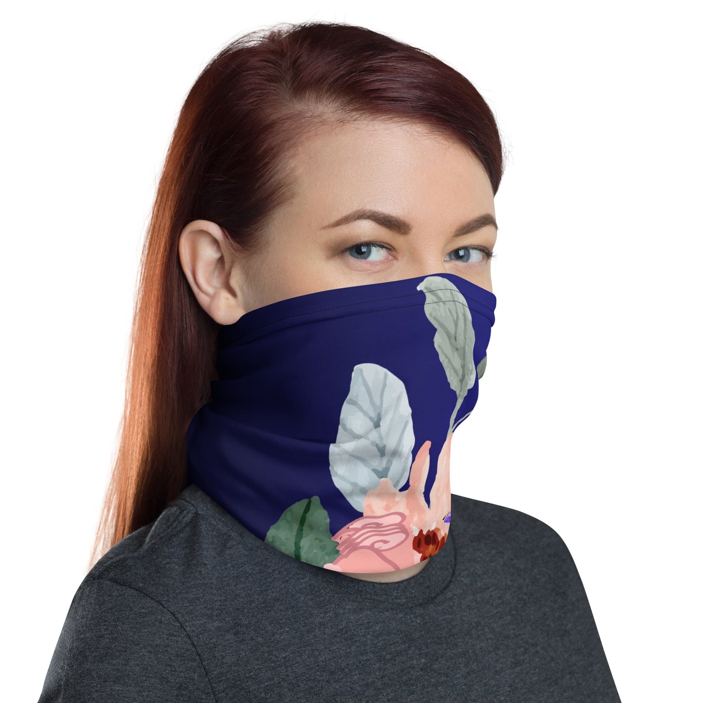 Peach Floral Watercolor, CALMNESS DESIGNS, Creative Designer's, Neck Gaiter