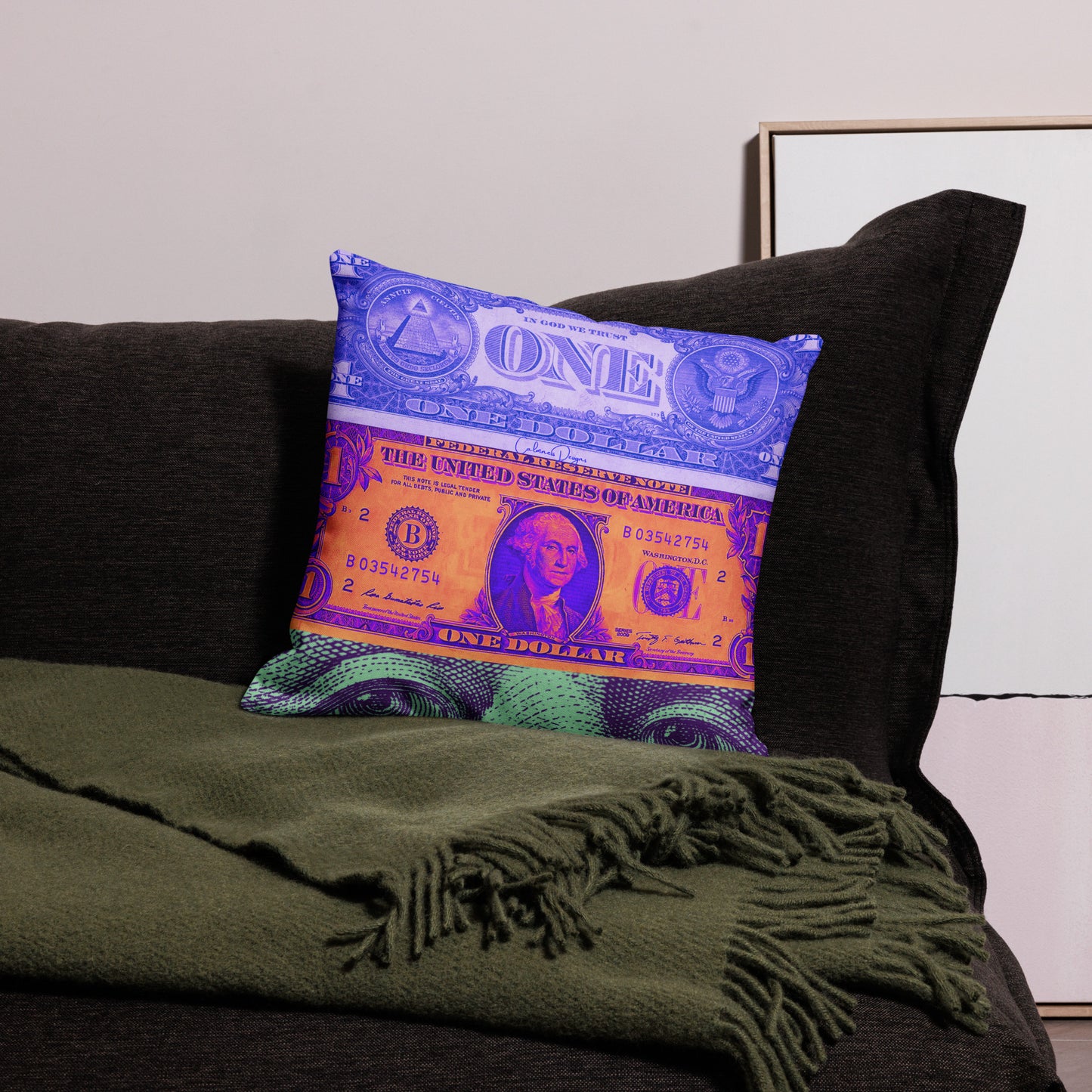 US Dollar Bill, Us President On American Dollar Bill Premium Pillow