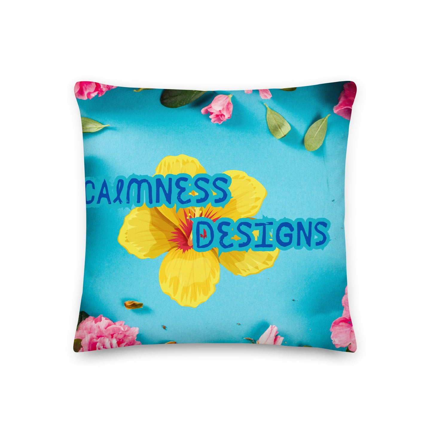 Floral Pattern with Pink Spring Flowers, CALMNESS DESIGNS, Creative Designer's, Premium Pillow