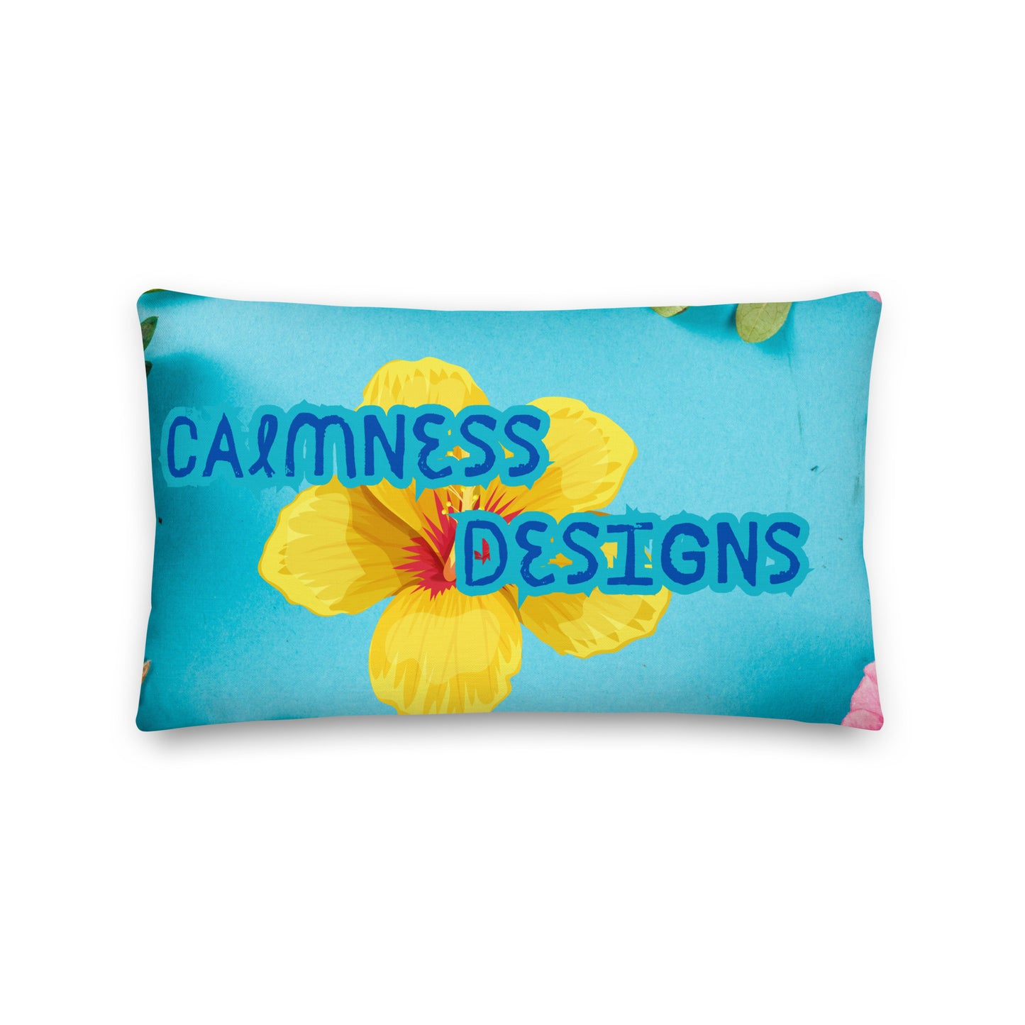 Floral Pattern with Pink Spring Flowers, CALMNESS DESIGNS, Creative Designer's, Premium Pillow