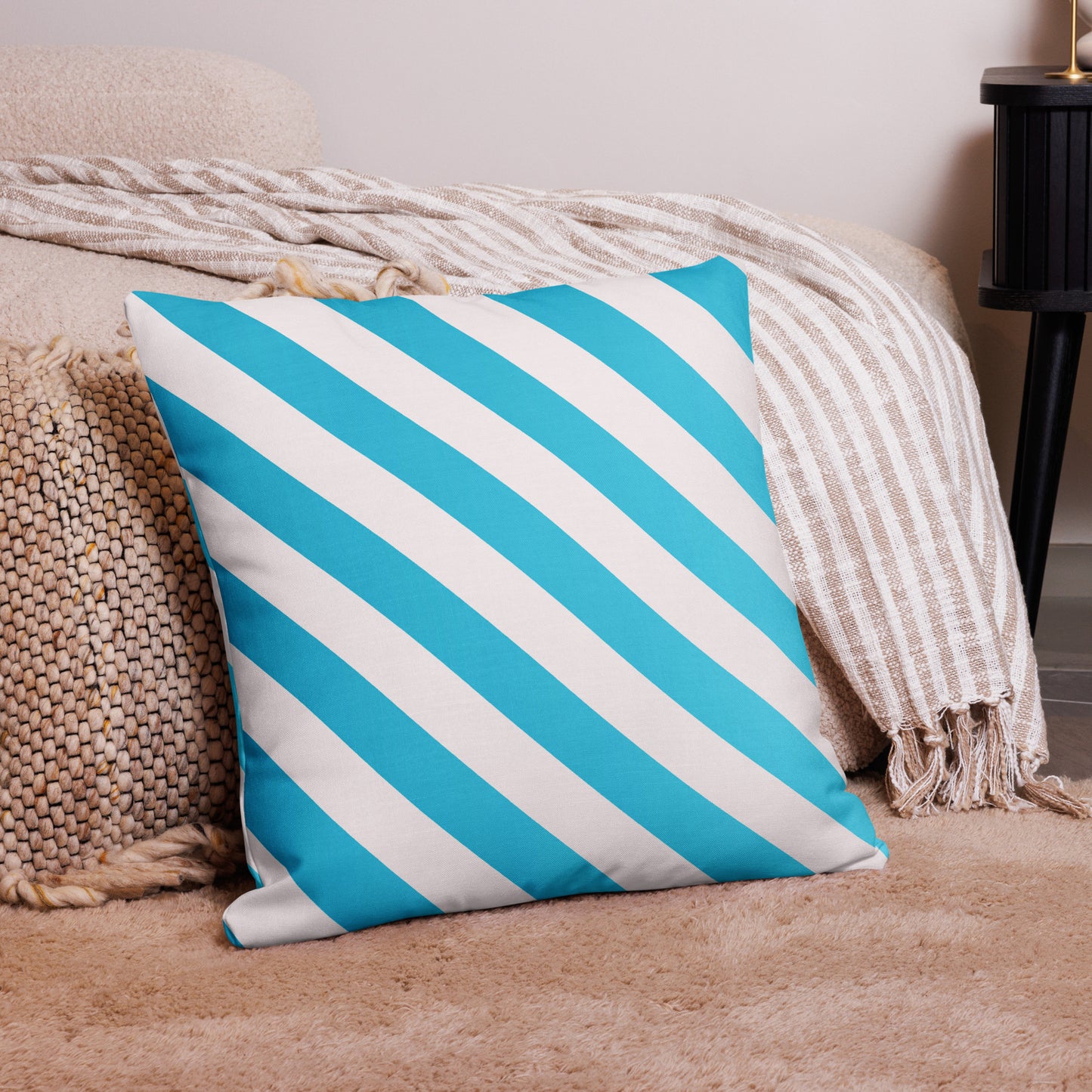 Blue & White Stripes, Calmness Designs, Premium Pillow