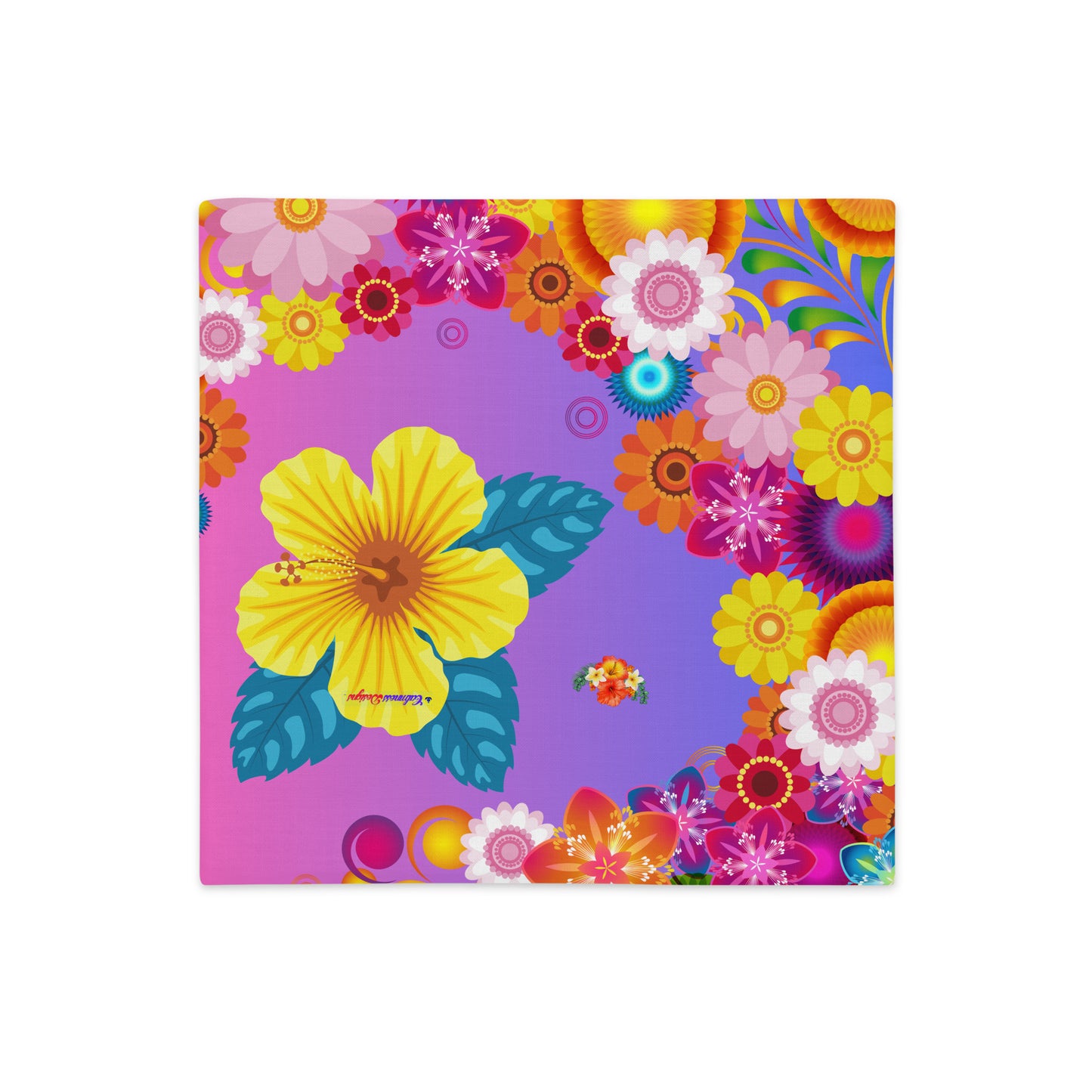 Tropical Floral with Colorful Flowers, CALMNESS DESIGNS, Creative Designer's, Premium Pillow Case