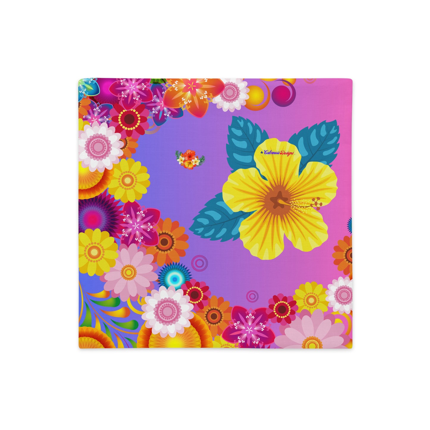 Tropical Floral with Colorful Flowers, CALMNESS DESIGNS, Creative Designer's, Premium Pillow Case